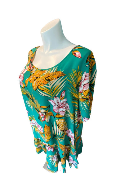 3XL SHEIN Curve Green Floral Tropical Dress