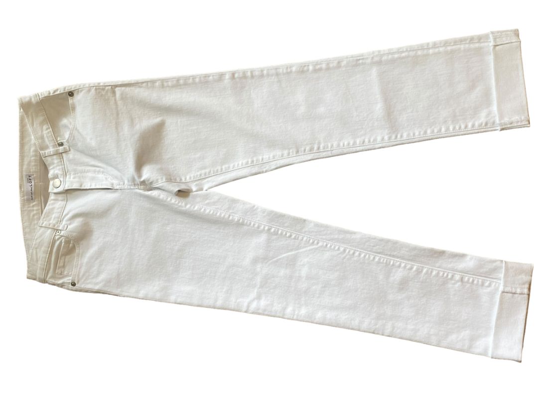 Size 26 (2) LOFT Make Me Loved Modern Straight White Cuffed Jeans