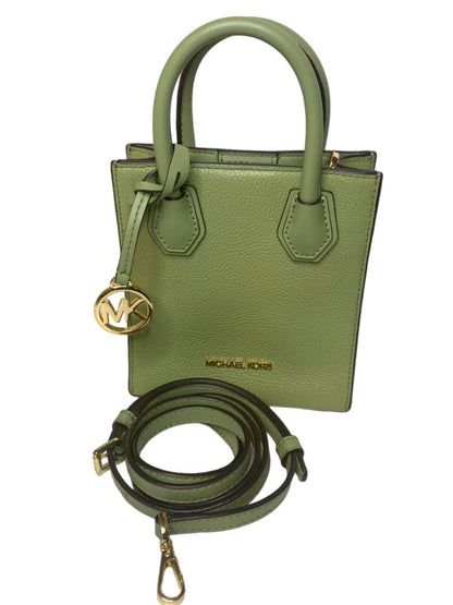 Michael Kors New Green Pebbled Leather Mercer Extra Satchel Crossbody Strap Light Sage