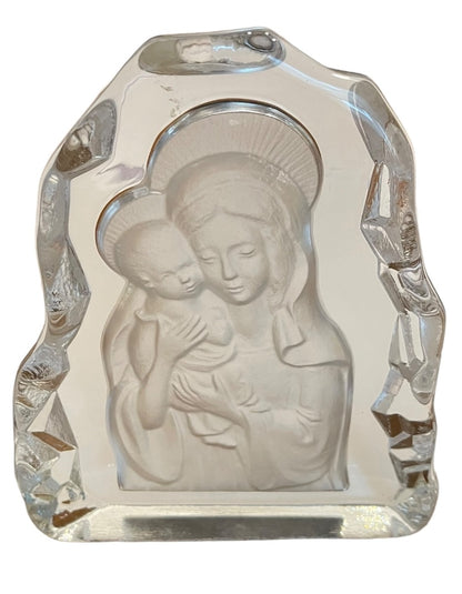 Vintage Virgin Mary & Infant Jesus Art Glass Figurine