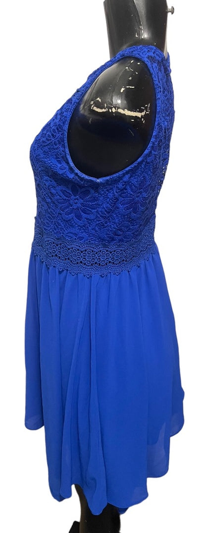 Size 16 Amy Byer Girls Royal Blue A-Line Dress Lace Bodice Sleeveless