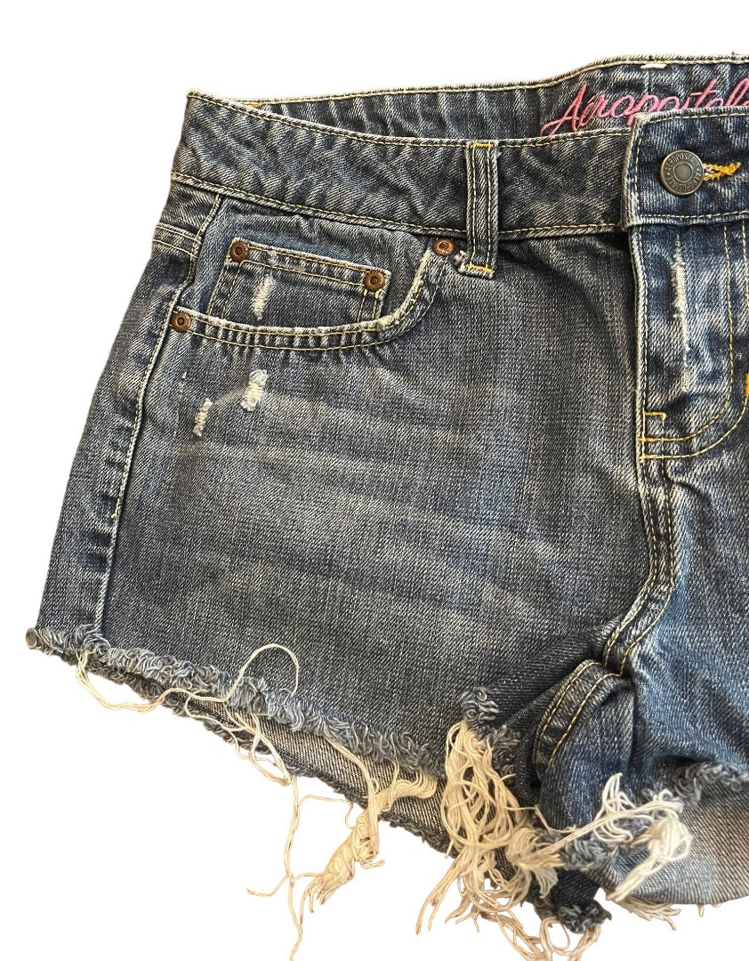 Size 5/6 Aeropostale Junior Womens Shorts Distressed Denim Jean Bootie Short Shorts