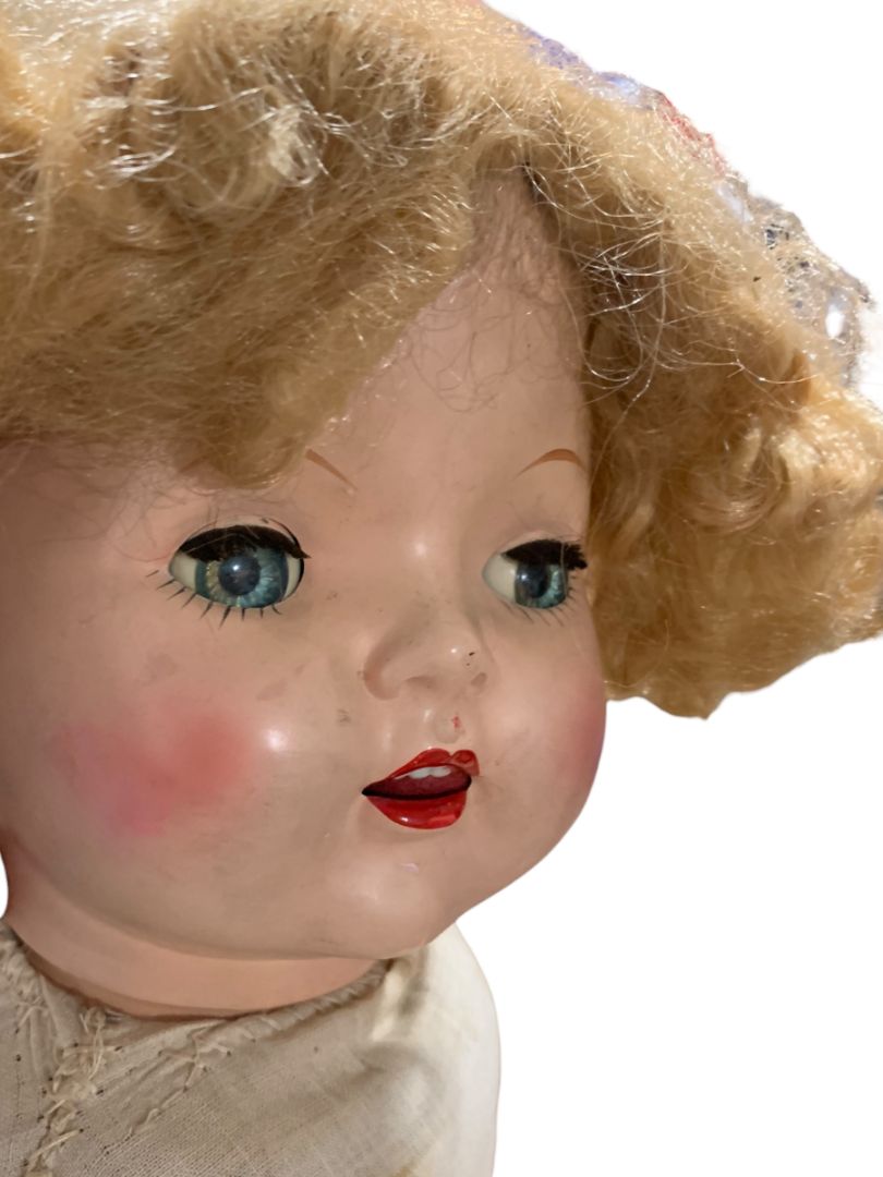 Vintage 1940s Salvage Doll Baby 27" Open Close Eyes Crier Soft Body Haunted Spirit