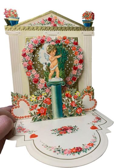 Hallmark Valentine Card Vintage 1960s Die Cut 3-D Stand-Up Embossed Fold-Out "To Mother . . ."