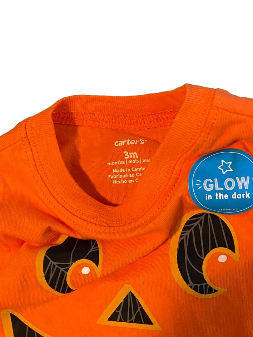 3M Carter's Gloe in the Dark Halloween Shirt Jack-o-lantern NWT