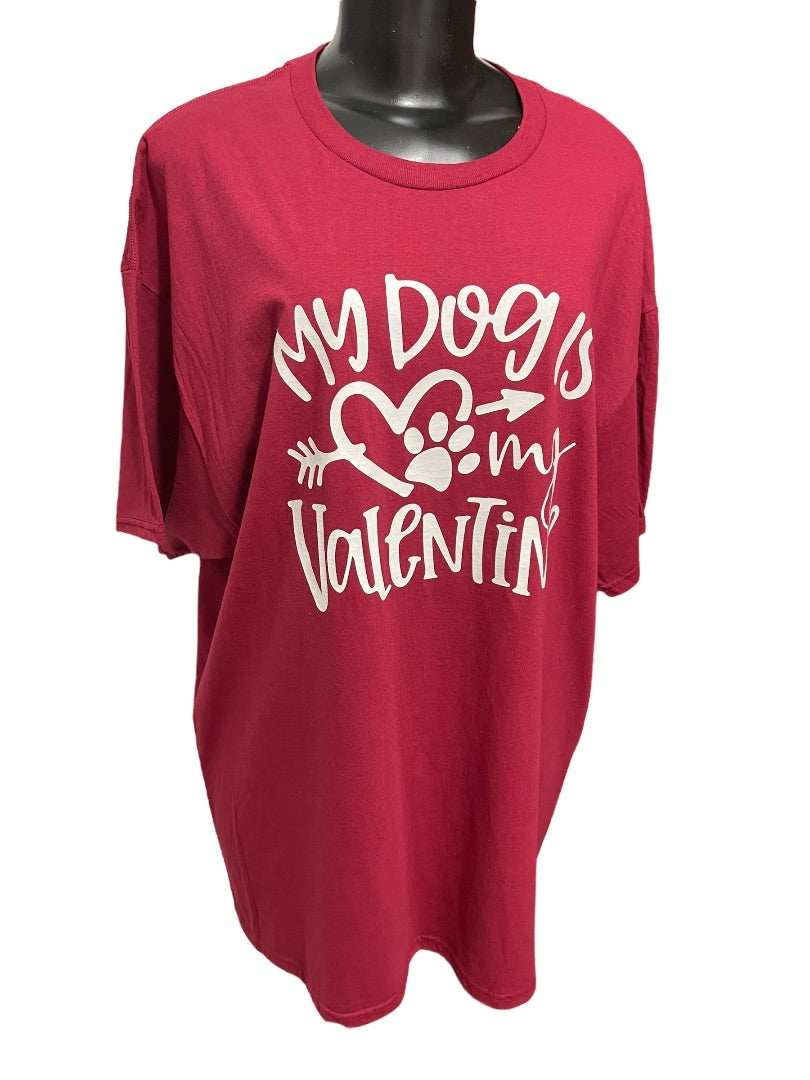 2XL Fruit of the Loom HD Cotton My Dog Is My Valentine T-Shirt Red