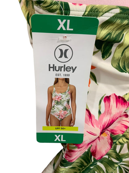 XL Hurley Bayshore Pink Womens One Piece Bathing Suit Swimwear Floral