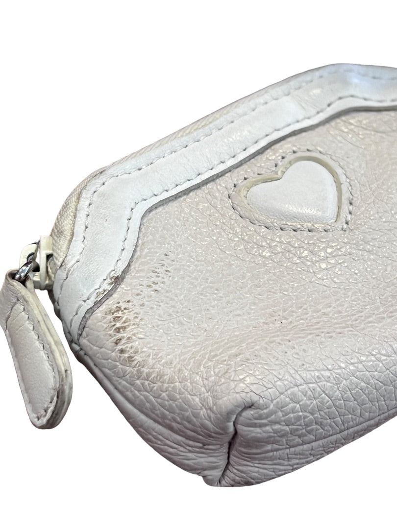 BRIGHTON Cream Pebbled Leather Coin Purse Zip Pouch