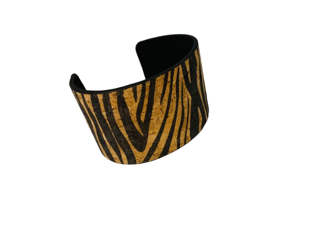 Cuff Zebra Zone Print Cork Cuff Bracelet Brown Black Adjustable New