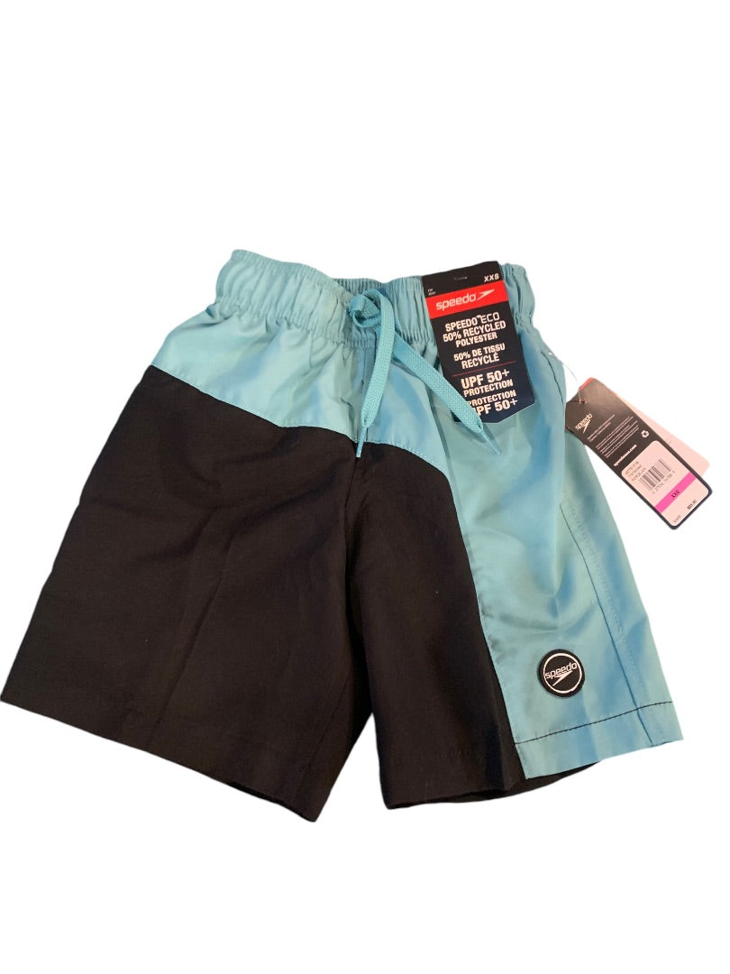 XXS Speedo Boys New Turquoise Black Swim Trunks UPF 50+ Sun Protection