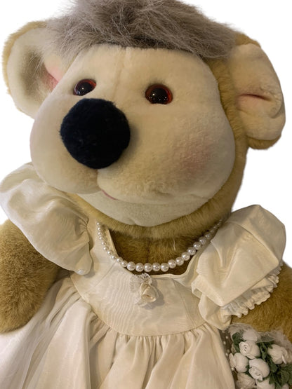 Vintage 1990s Linda Novick Handcrafted All Stuffed Up Bear "Bride" 18"