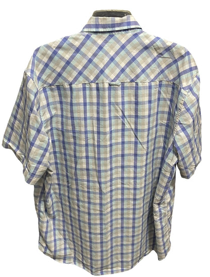 XXL Sun River Clothing Co. Short Sleeve Button Up Mens Shirt Plaid Blue