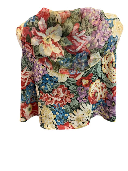 Medium Necessary Objects Womens Vintage 1980s Crop Blouse Rayon Floral