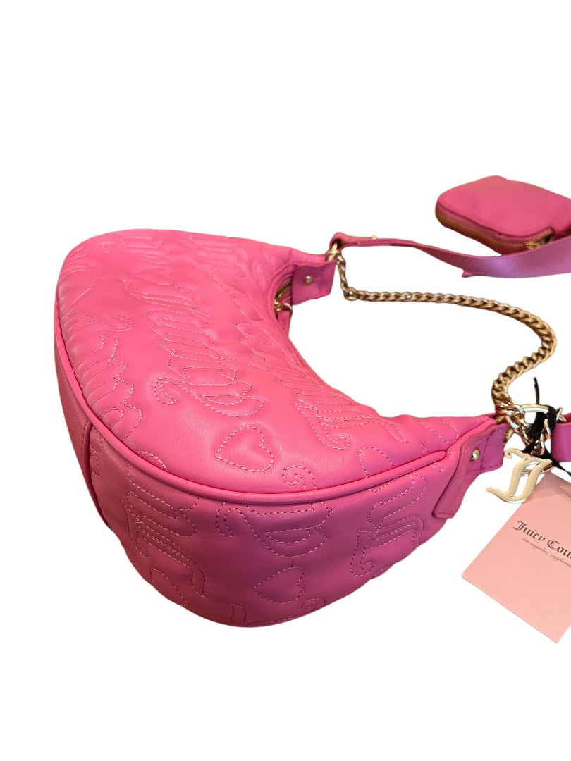 Juicy Puff Half Moon Crossbody Adjustable Strap Purse Pink NWT