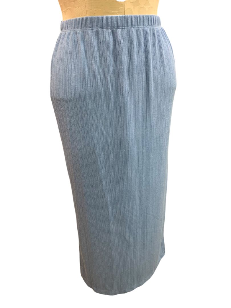 Small New In Ribbed Bodycon Midi Skirt Side Slits Blue Glittery Sparkles