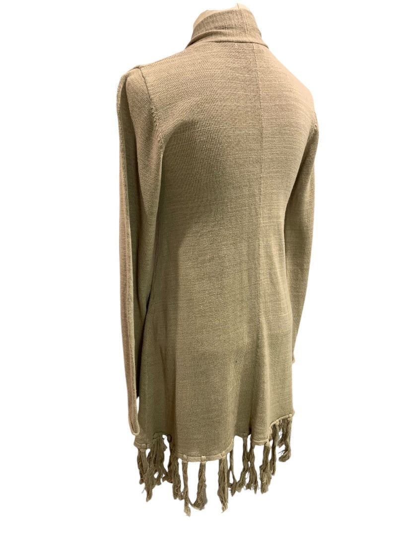 Small Lucky Brand Womens Open Cardigan Sweater Wool Blend Pockets Fringe