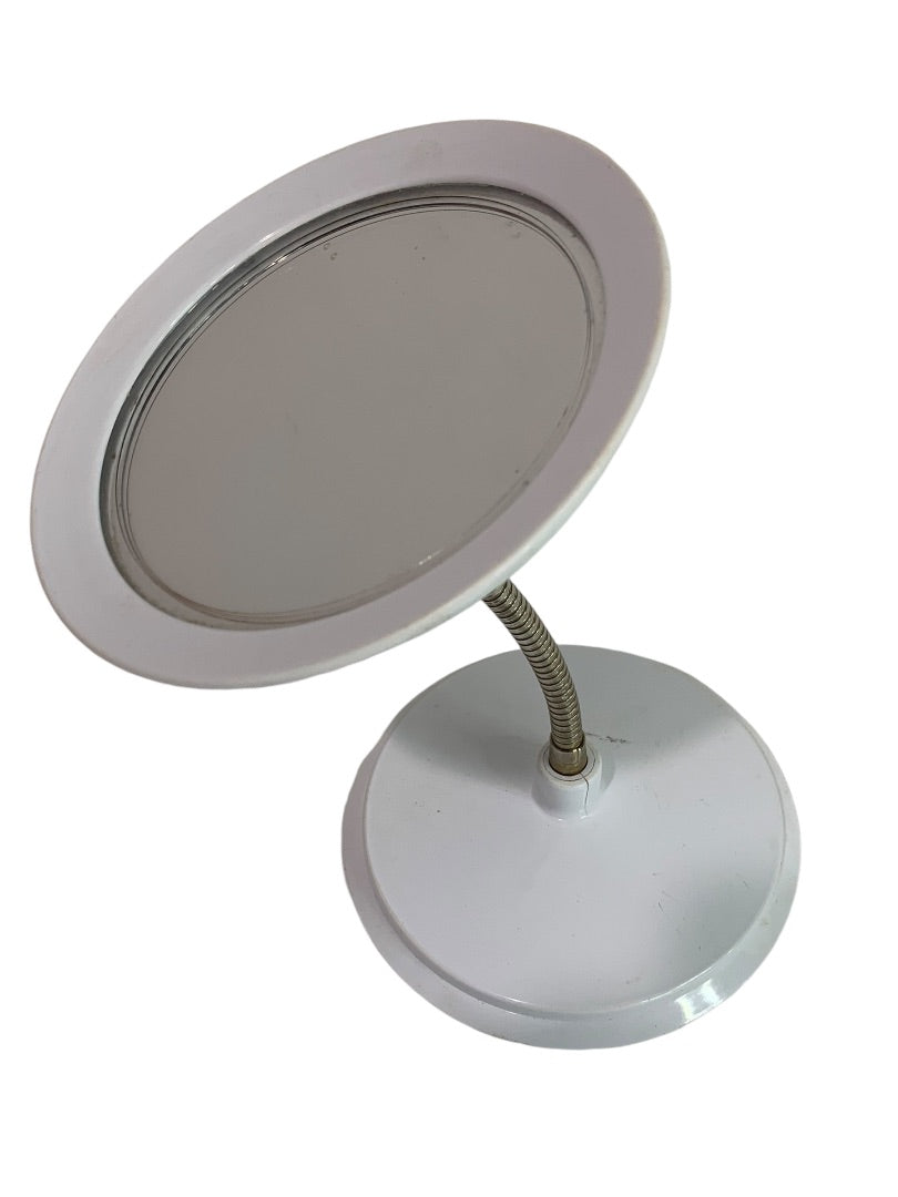 Vintage 1990s Dual Sided Magnifying Travel Mirror Collapsible Flexible Arm White