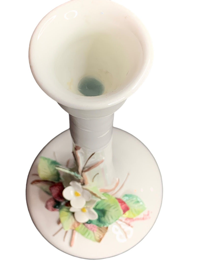 Harmony Taormina TM Benedetti Italian Candlestick Majolica Signed Strawberry