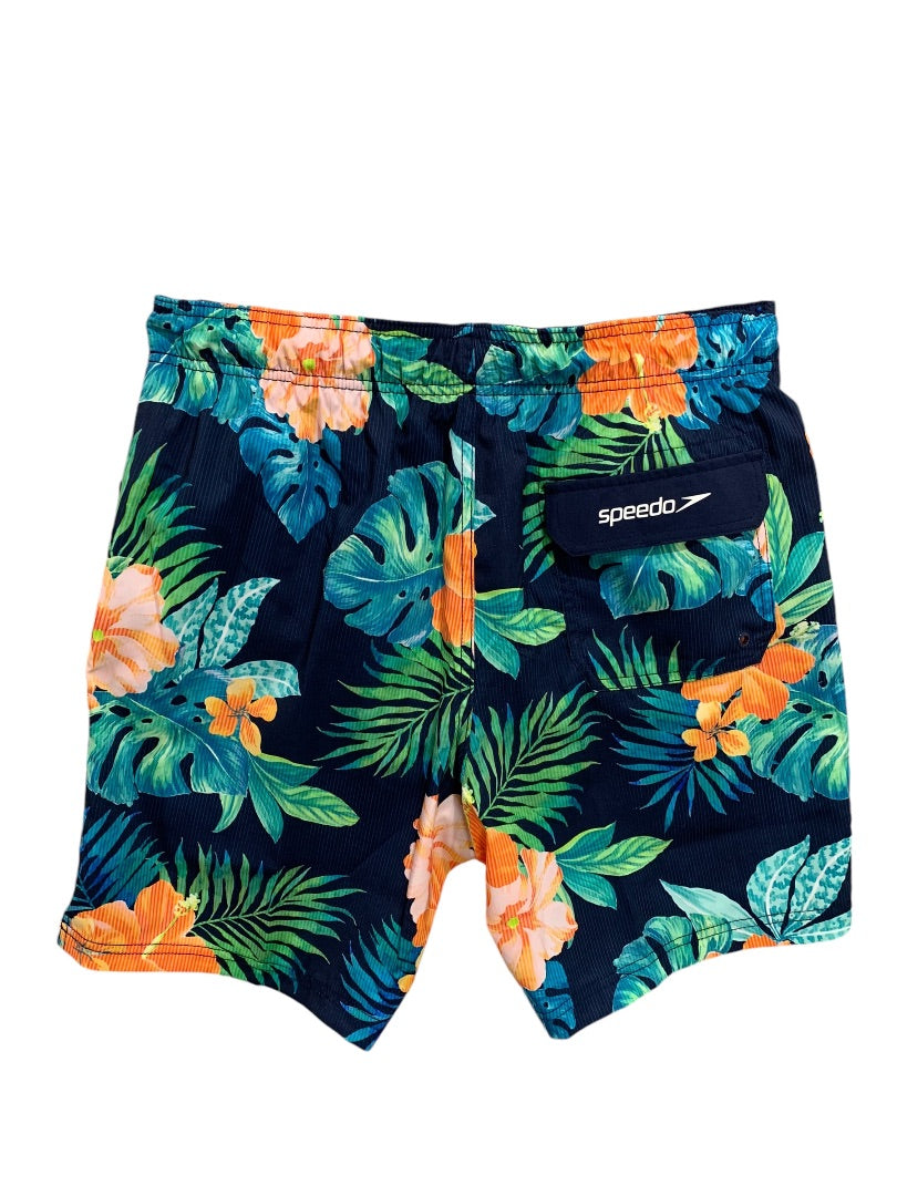 Large Speedo Mens New Swim Trunks Tropical Print UPF 50+ 4 Way Stretch