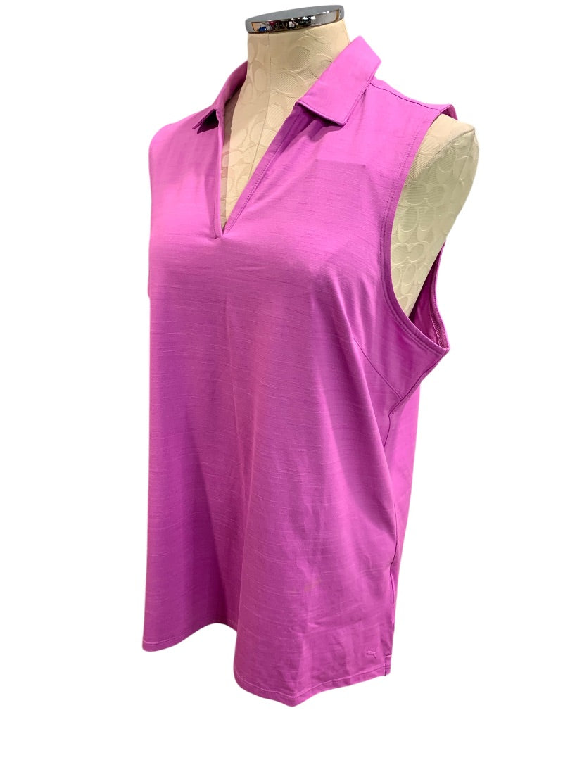 XL Puma Womens New Golf Sleeveless Shirt Collared V-Neck Cloudspun