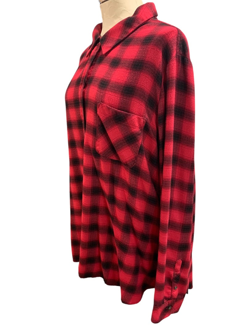 3X Westbound Woman Soft Flannel Button Up Shirt Plaid