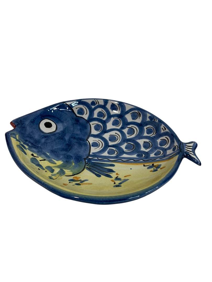 Vietri Fish Fish Blue 10 Inch Oval Dish Italy Pottery F 1990s