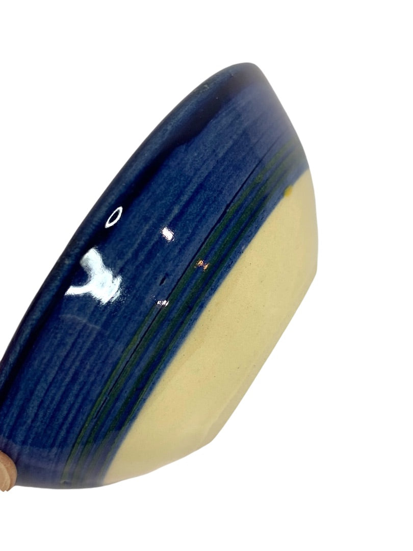 Small Signed Art Pottery MCF Yellow Blue Set of 3 Bowls