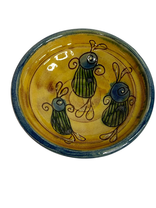 Signed Art Pottery Bowl 6 Inch Pedestal Bowl Vintage Abstract