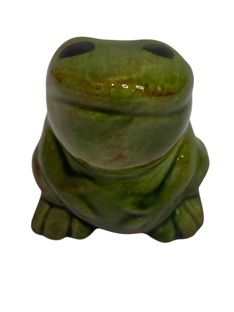 Vintage Handpainted Ceramic 3 Inch Frog Figurine Green 1978