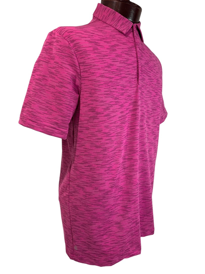 Small Adidas Mens New Space Dye Polo Shirt Liquid Fuschia HS1122