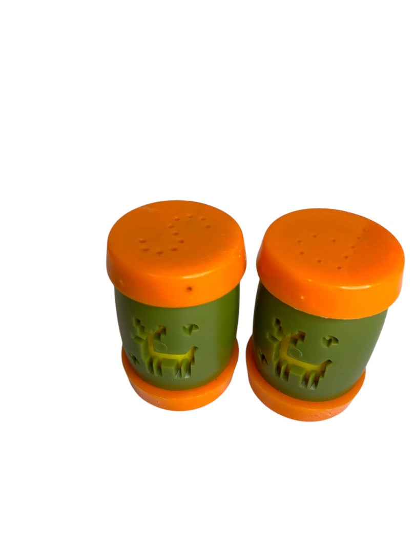 Plastic St Labre Indian School Salt and Pepper Shakers Orange Green