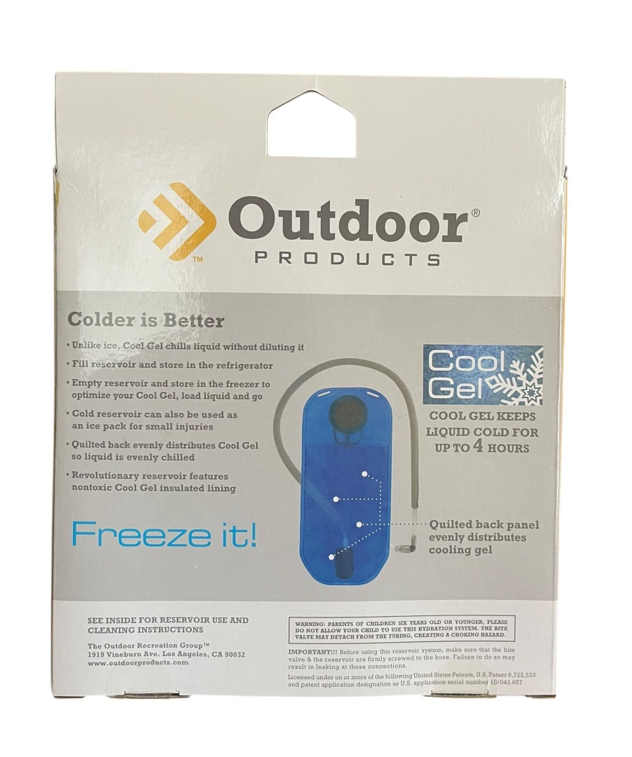 Outdoor Products Blue 2L Cool Gel Reservoir Bottle Quick Release Hose NEW