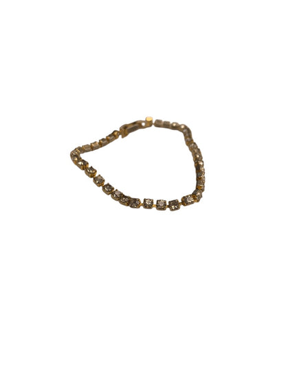 Vintage Tennis Bracelet Rhinestone Goldtone 6.5 Inch Foldover Clasp