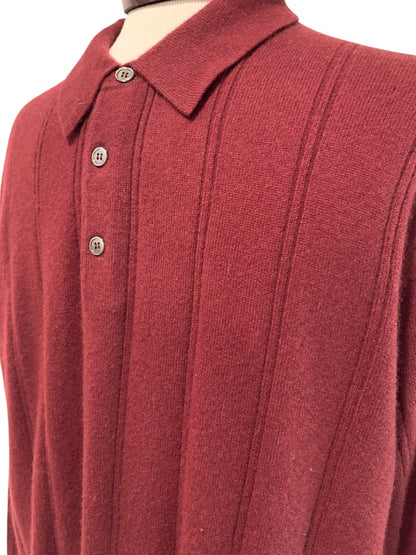 XL Tasso Elba Mens Cashmere Sweater Collared Burgundy