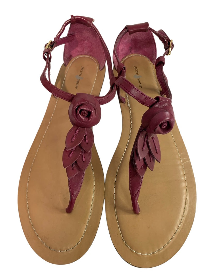 Size 8 Jaclyn Smith Womens Flat Sandals Rosette Belle Raspberry Color