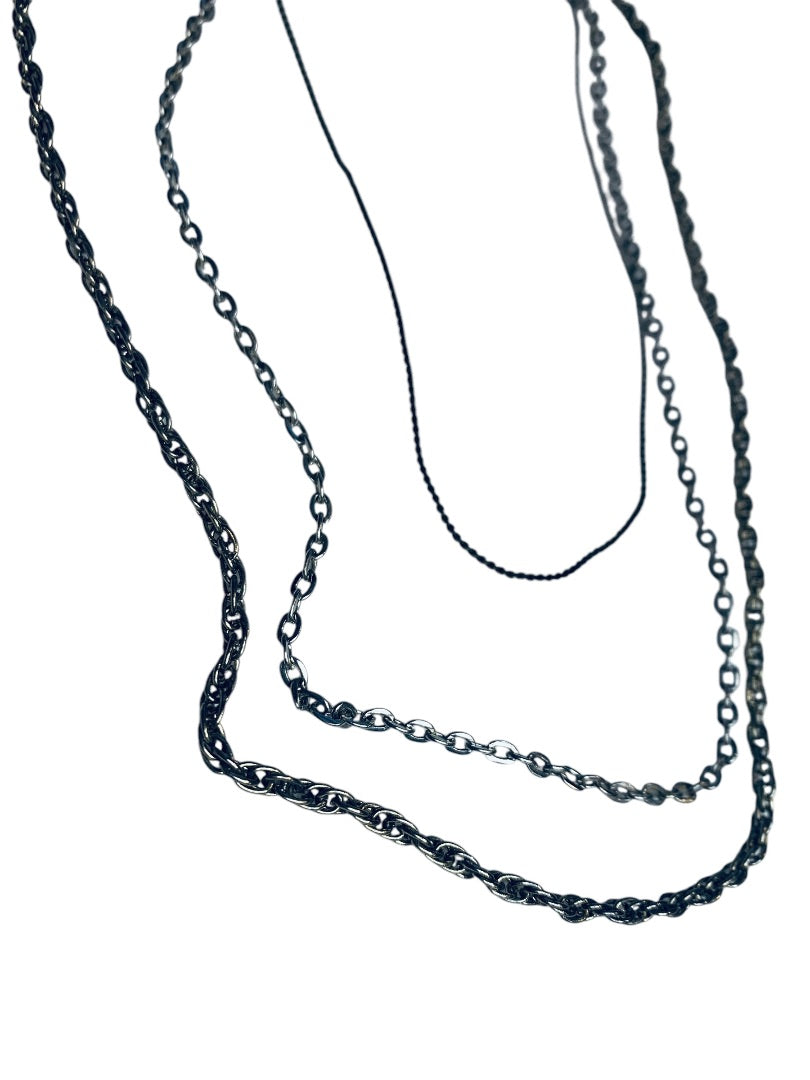 3 Vintage Silvertone Chain Necklaces Spring Clasps 16 22 24 Inch
