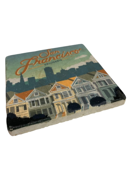 San Francisco Tile Cork Backed Souvenir Drink Coaster 4 Inch