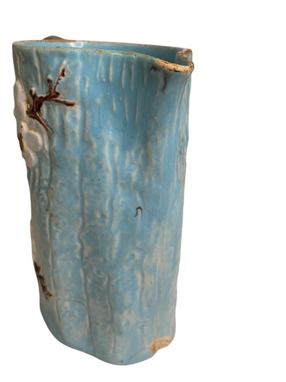 Joseph Holdcroft Antique Majolica 5.5 Inch Pitcher Dogwood Blue
