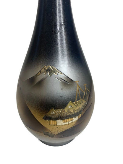 Vintage Expressive Designs Japan Brass Chokin Mount Fuji Vase 9.5"