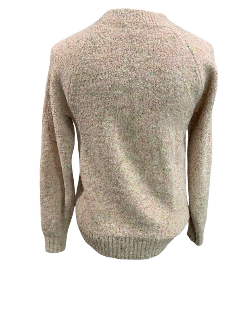 XS Loft Pastel Womens Cozy Sweater Pink Green Nubby