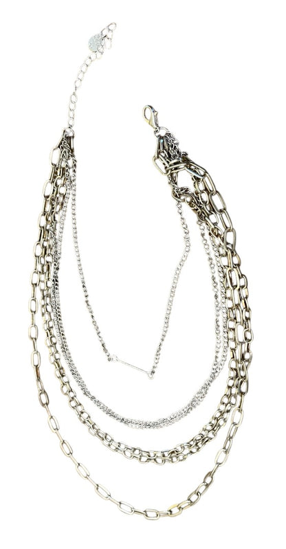 Icing MultiStrand Layered Chain Link Silvertone Goldtone Adjustable Necklace 15"