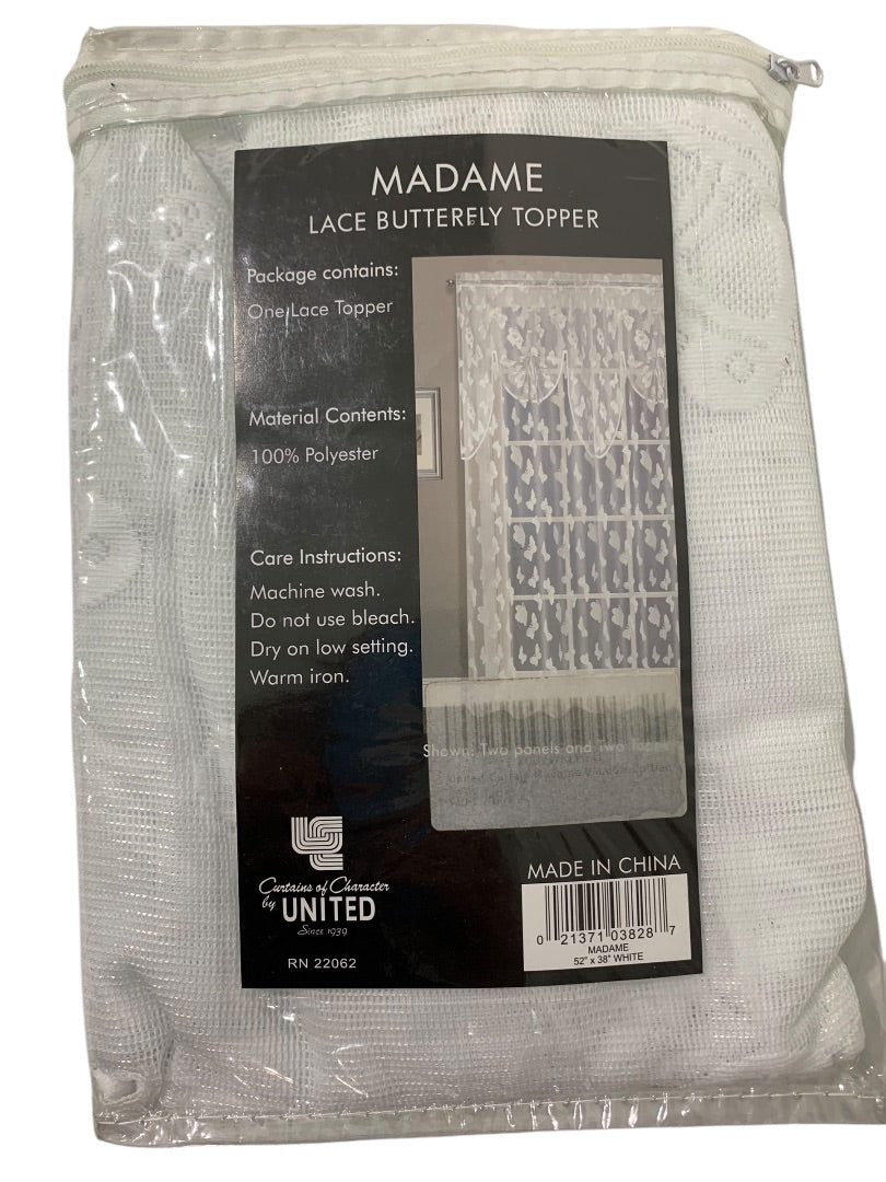 Madame Lace Butterfly Topper White 52 x 38 Inches United New