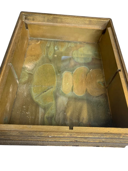 Vintage Victorian Wooden Box Mirror Framed Picture Lid