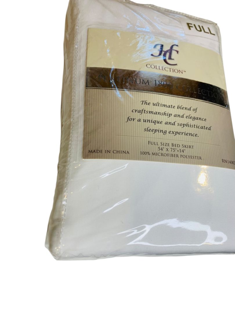 Full Size Bed Skirt New White Platinum Collection 54 x 75 + 14" Drop