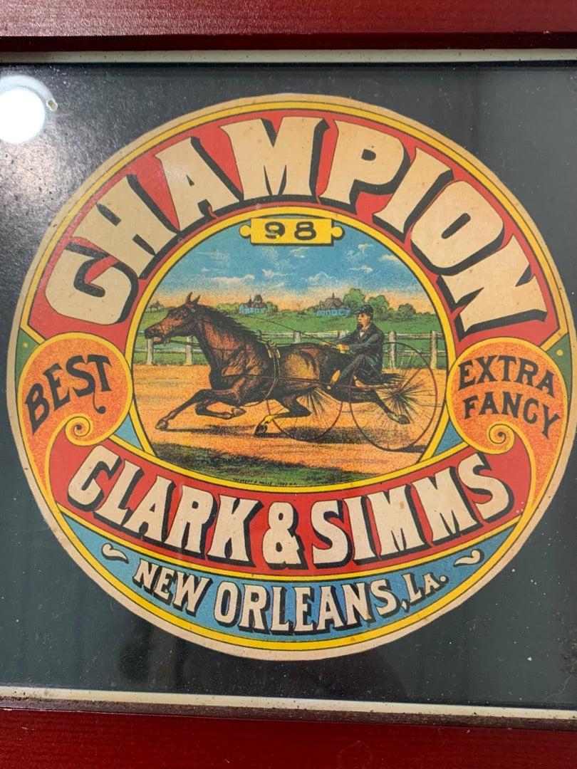Framed Retro Style Label Champion New Orleans 7.1 Inch Square