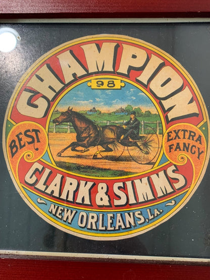 Framed Retro Style Label Champion New Orleans 7.1 Inch Square