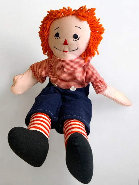 Vintage Handmade Raggedy Andy Fabric Doll Toy 24 Inch