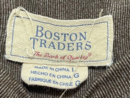 Large Boston Traders Long Sleeve Crew Neck Mens Pullover Shirt Brown