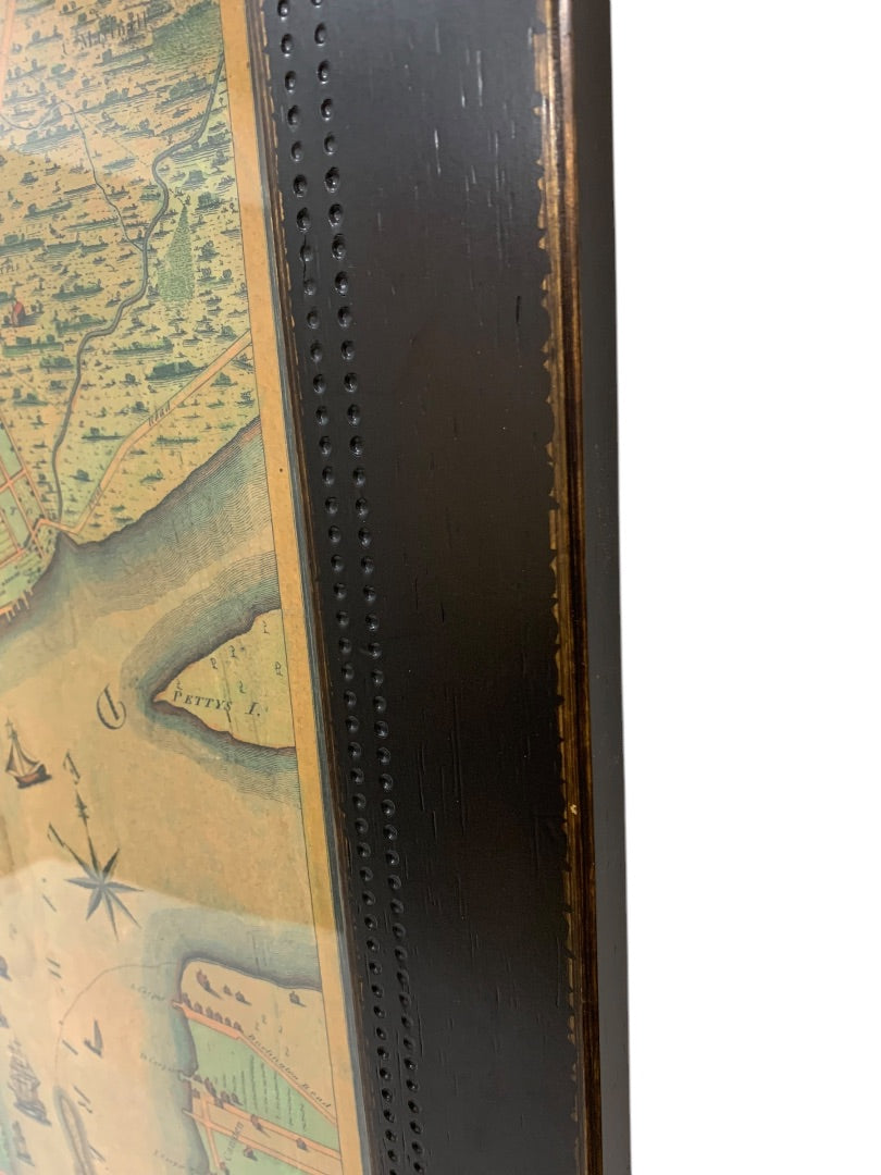 Reproduction 1802 Framed Map of Philadelphia Wooden Frame 34.5 x 26.5 Inches