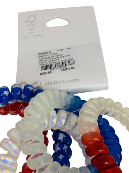 Claires New Stretchy Hair Ties Set of 5 Patriotic Red White Blue